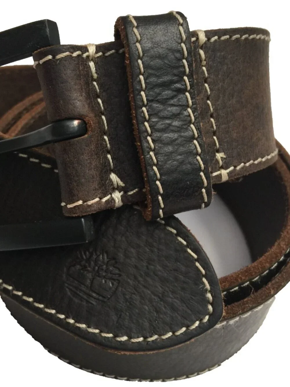 TIMBERLAND LEATHER BELT MENS 34 DARK BROWN 42.25